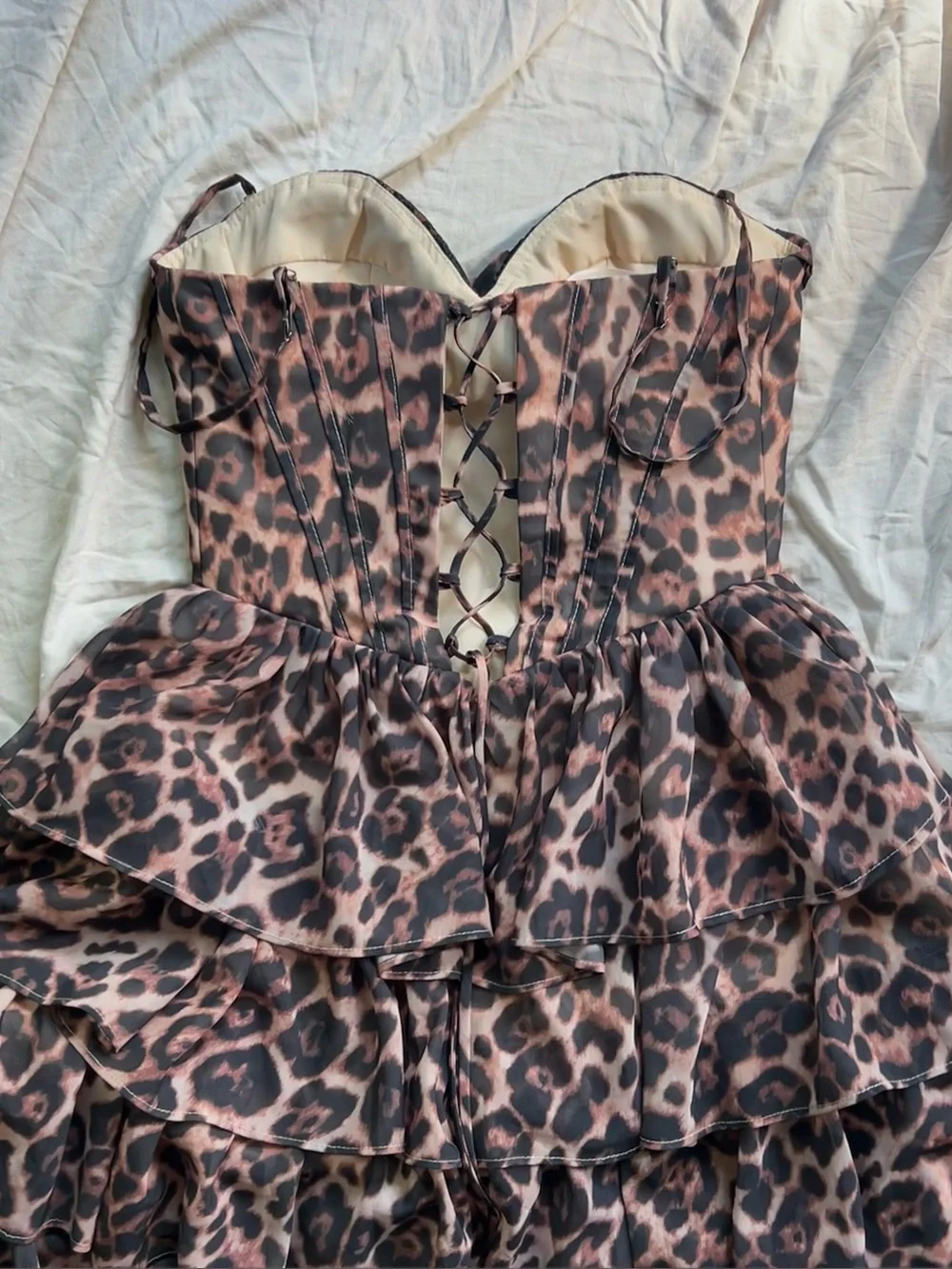 Leopard Print Ruffled Maxi Dress for Girls - Brown